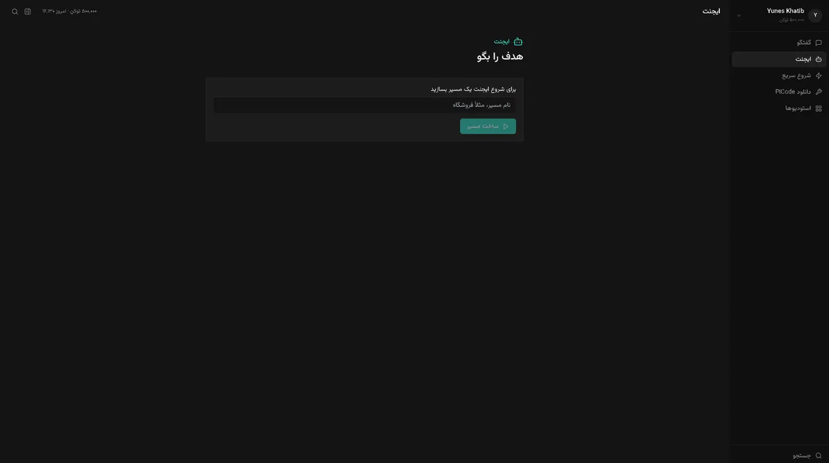 حالت ایجنت PiGPT با مسیر کاری